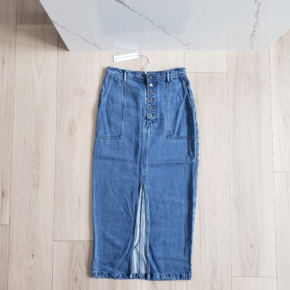 YFB Denim Midi Pencil Skirt Womens M Western Front Slit by Young Fabulous Broke